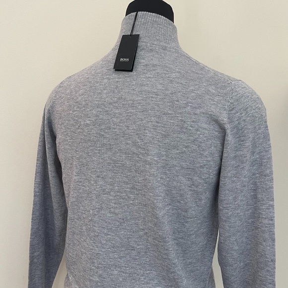 New Hugo Boss Sweater Half Zip Buttons Light Gary Sweater Pullover - Picture 5 of 10